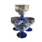 Set van 4 vintage ijscoupes kobalt blauwe voet 1804, Glas, Overige typen, Overige stijlen, Ophalen of Verzenden