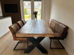 Eettafel mango (240 cm) met zitbank en 3 stoelen, Huis en Inrichting, Complete eetkamers, Gebruikt, Ophalen