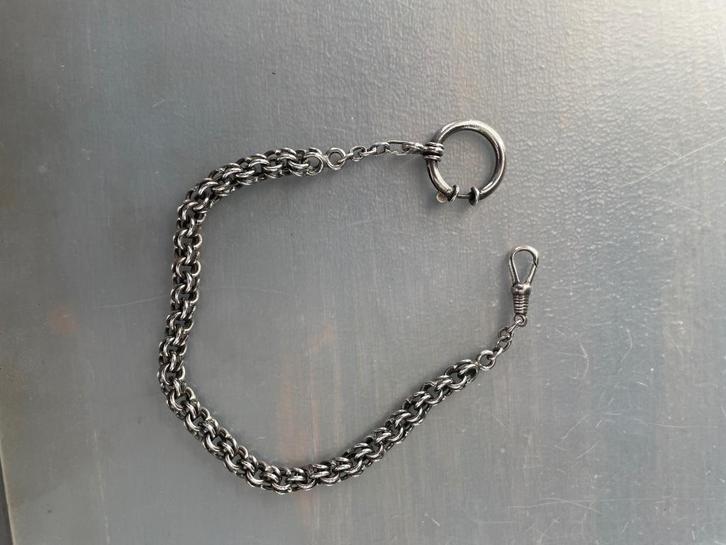 ZILVEREN HORLOGEKETTING 27 CM - WD 014, Sieraden, Tassen en Uiterlijk, Antieke sieraden, Ketting, Zilver, Ophalen of Verzenden