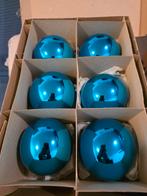 6 x grote turquoise kerstballen, Ophalen, Gebruikt