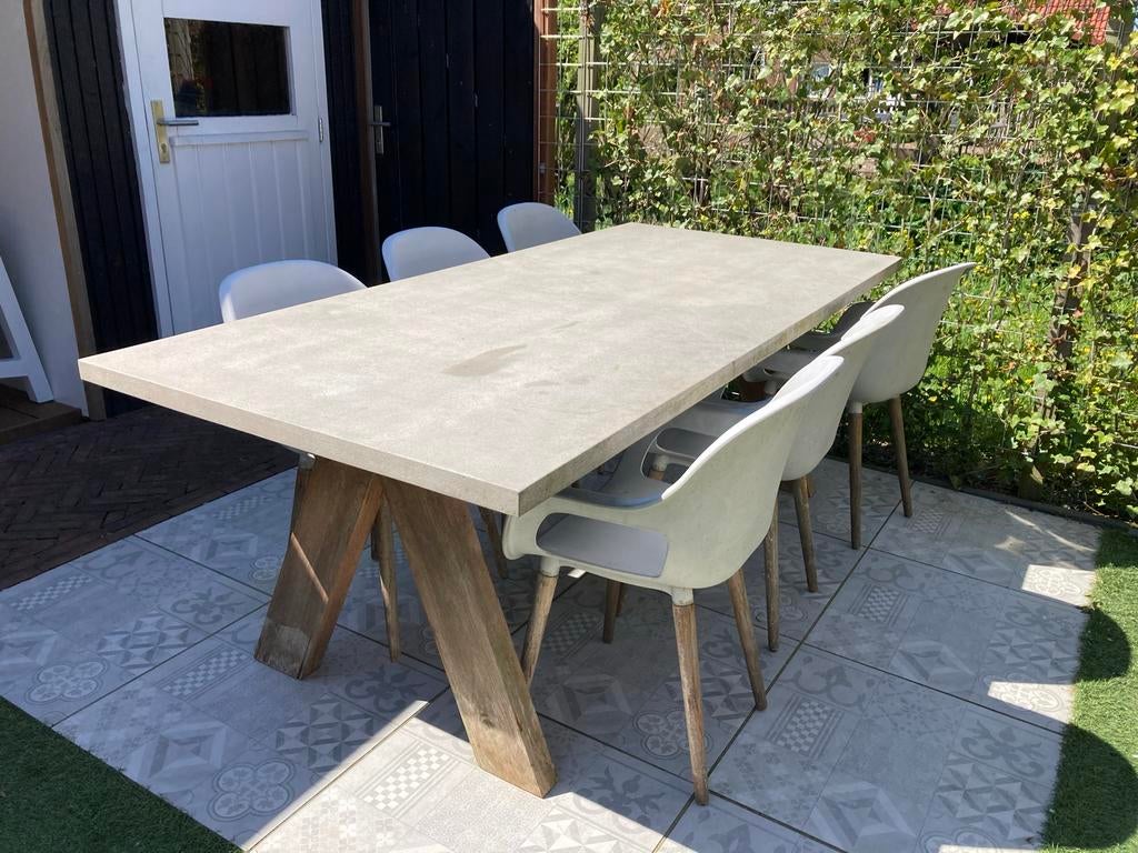 Tuinset Intratuin met 6 stoelen - Gebruikt, Tuin en Terras, Ophalen, Gebruikt, Eettafel, 6 zitplaatsen
