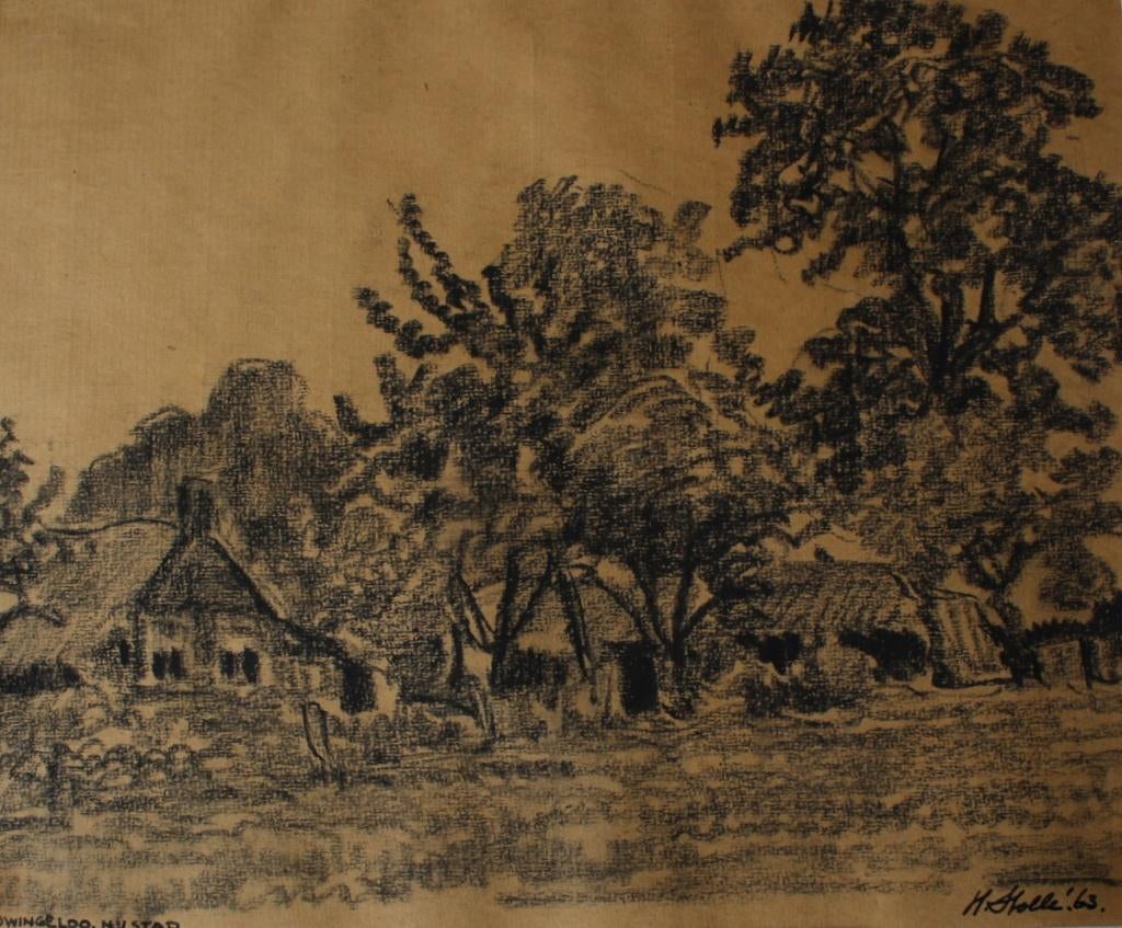 Dwingeloo, de Nijstad, orig. tekening van Hein Stolle 1963, Antiek en Kunst, Kunst | Schilderijen | Klassiek, Ophalen