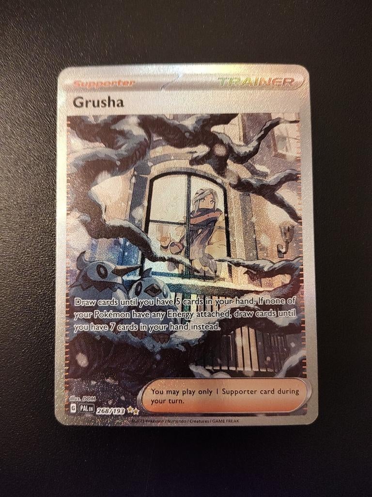 Grusha 268/193 Full Art Trainer - Paldea Evolved Pokémon, Ophalen of Verzenden, Zo goed als nieuw, Losse kaart, Foil