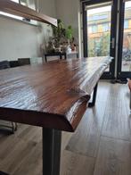 Eettafel met blad van massief teakhout (190 x 100 cm), Huis en Inrichting, Tafels | Eettafels, Ophalen, Teakhout, 50 tot 100 cm