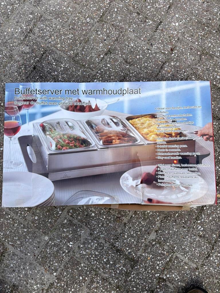Nieuwe Buffetserver met Warmhoudplaat - Ideaal voor Feestjes, Ophalen, Nieuw, 8 personen of meer