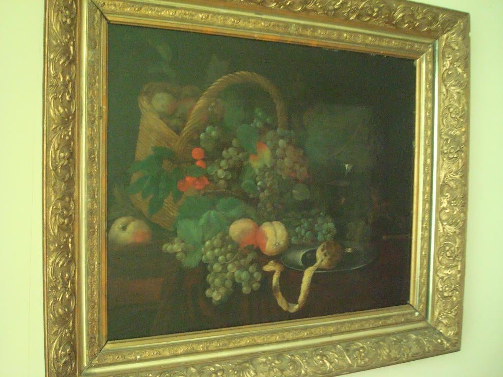 Schilderij, mand met fruit., Antiek en Kunst, Ophalen