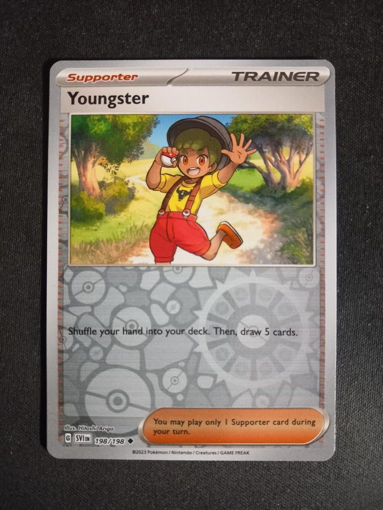 Pokemon Youngster 198/198 Scarlet & Violet Base Reverse NM, Verzenden, Zo goed als nieuw, Losse kaart, Foil