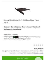 Jeep vloerplaat achter. CJ en Nekaf., Achterklep, Nieuw, Achter, Ophalen