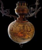 Antieke messing globe hanglamp met wereldkaart, Ophalen