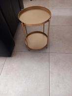 Gouden bijzettafel met 2 losse plateaus, 45 tot 60 cm, Minder dan 55 cm, Metaal of Aluminium, Rond