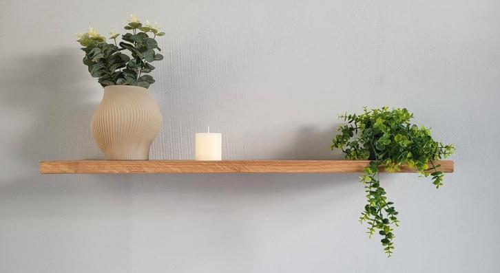 Massief eiken wandplank 100 cm - incl. plankdragers, Huis en Inrichting, Woonaccessoires | Wandplanken en Boekenplanken, Nieuw