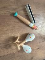 Houten muziekinstrumenten set: mondharmonica, fluit, maraca', Muziek en Instrumenten, Blaasinstrumenten | Mondharmonica's, Ophalen