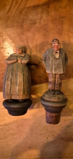Antieke flessenstoppen met handgesneden figuren - Set van 2, Ophalen of Verzenden