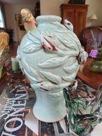 Handgemaakte Tulpen vaas met Design 3 d barbotine stijl, Ophalen of Verzenden