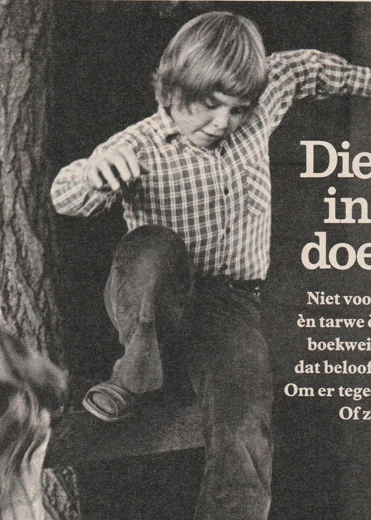 Retro reclame 1975 Bambix ontbijtpap jongetje op hek, Verzamelen, Retro, Overige typen, Verzenden