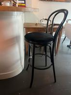 Thonet Barkruk Zwart met Zwart Fluweel Zitting, Huis en Inrichting, Ophalen, Gebruikt, Met voetsteun, Hout