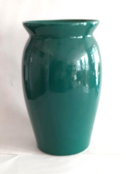 Vintage keramische vaas in glanzend Smaragdgroen, Huis en Inrichting, Woonaccessoires | Vazen, Zo goed als nieuw, Groen, Minder dan 50 cm