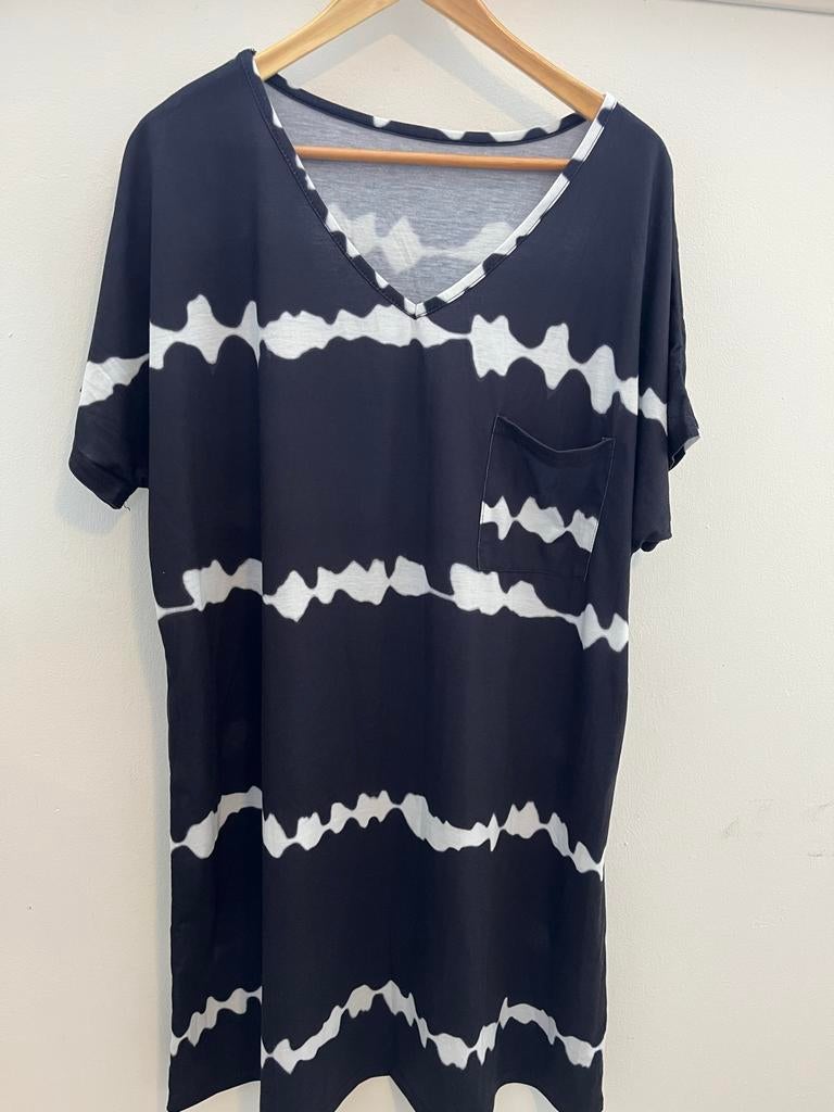 Zwart-wit gestreepte strandjurk - Shein Curve 2XL, Zwart, Maat 46/48 (XL) of groter, Ophalen of Verzenden, Zo goed als nieuw