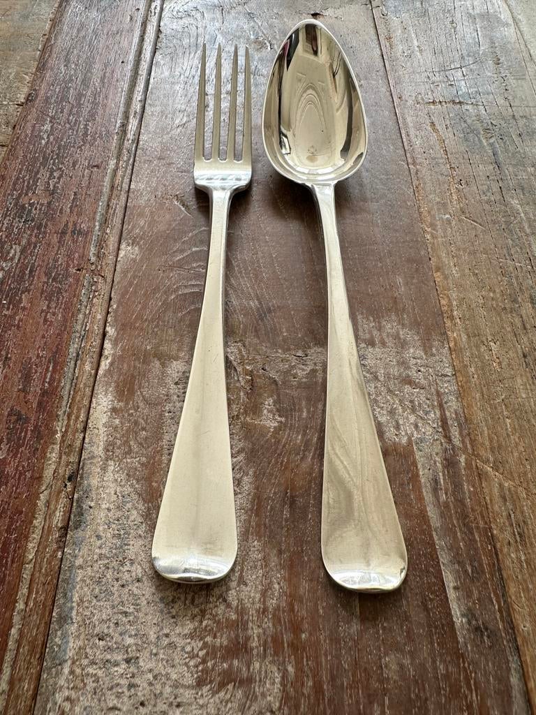 Antiek zilver 833 Oud-Hollands lepel & vork Utrecht 1838, Antiek en Kunst, Antiek | Bestek, Ophalen of Verzenden