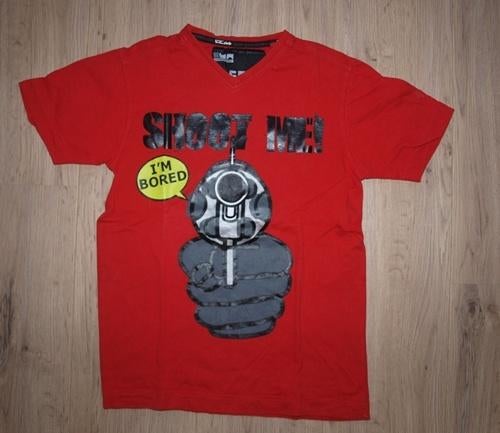 Coolcat Rood T-Shirt 'Shoot Me' (146-152), Kinderen en Baby's, Kinderkleding | Maat 146, Gebruikt, Coolcat, Ophalen of Verzenden