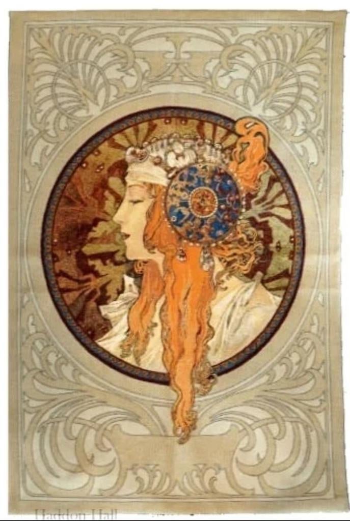 Wandkleed Gobelin 'Byzantine Head - The Blonde' Mucha 1897, Ophalen of Verzenden