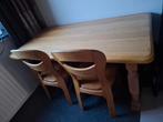 Eiken tafel met 4 eiken stoelen, Ophalen, Gebruikt, Eikenhout, 50 tot 100 cm