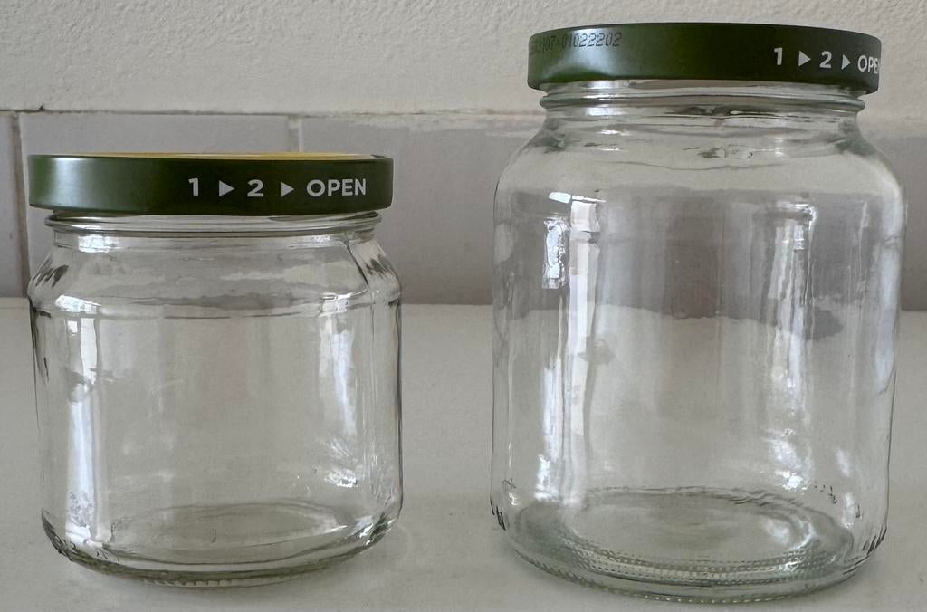 61 stuks lege glazen weckpotten van HAK., Huis en Inrichting, Keuken | Potten en Pannen, Nieuw, Pot, Bus of Blik, Glas, Ophalen