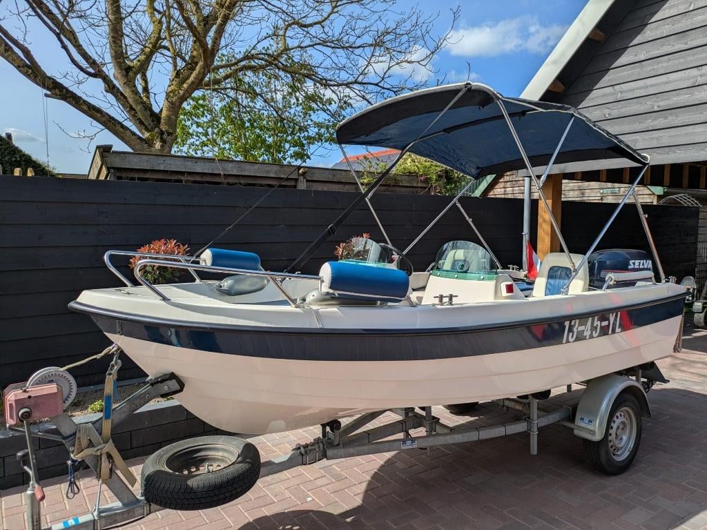 Interster console boot incl. kanteltrailer, Watersport en Boten, Motorboten en Motorjachten, Ophalen, 10 tot 30 pk, Zo goed als nieuw