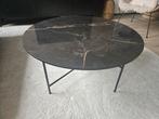 Salontafel Woood Vida 80cm zwart marmer, Ophalen, 50 tot 100 cm, Rond, 50 tot 100 cm