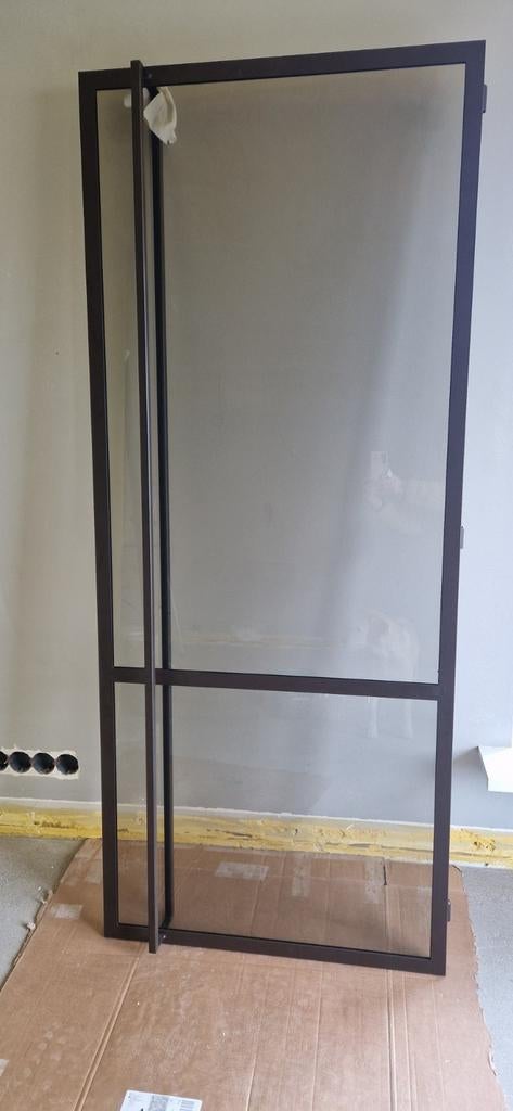 Nieuwe stalen deur met kozijn, bruin, getint glas, Ophalen of Verzenden