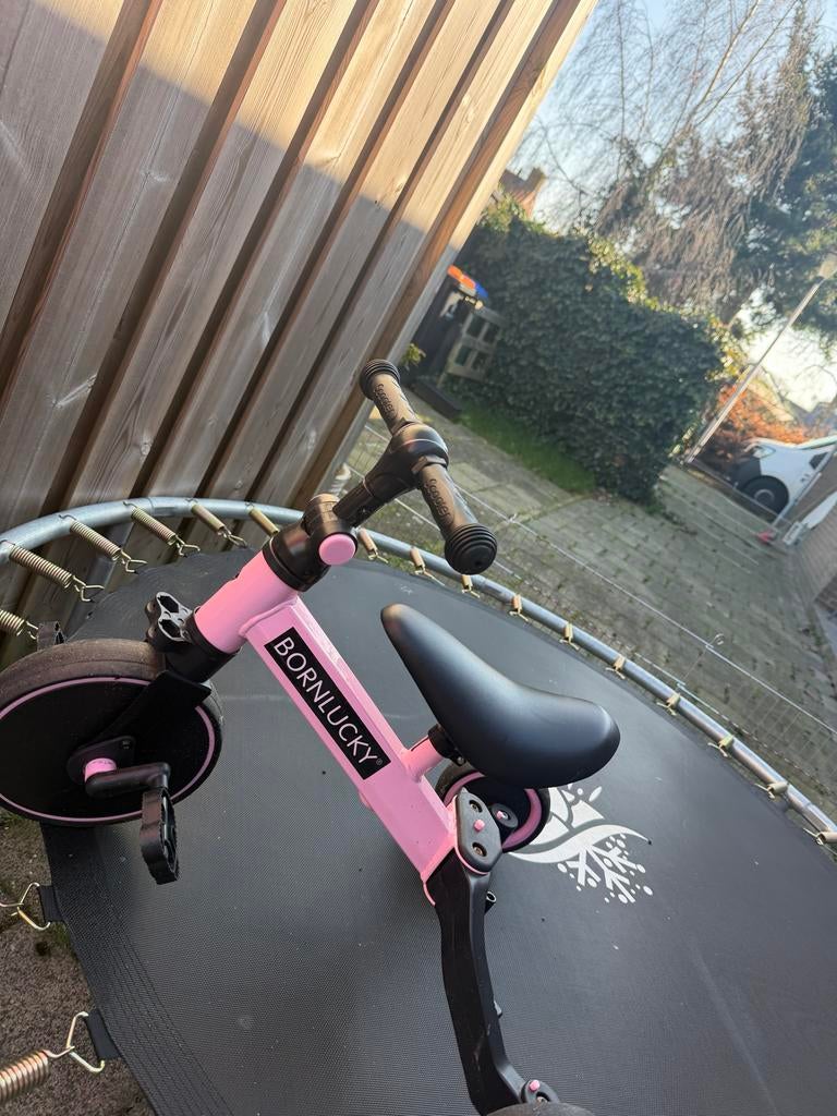 Roze Bornlucky 2-in-1 Driewieler en Loopfiets, Ophalen of Verzenden, Zo goed als nieuw