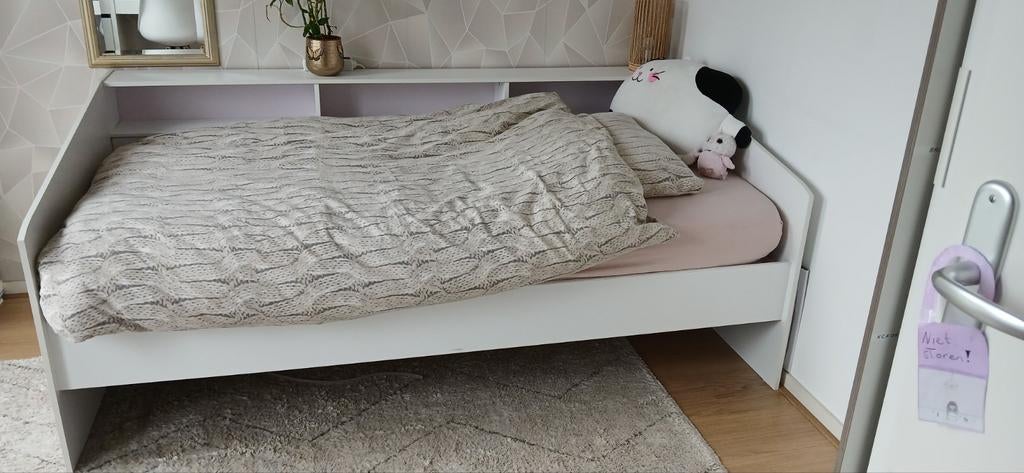 Gratis. Leuk bed met opbergruimte en lattendodem, Huis en Inrichting, Slaapkamer | Bedden, Ophalen, Gebruikt, 90 cm, Eenpersoons