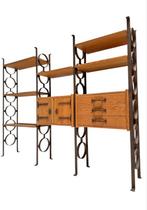 Vintage jaren 60 brutalist eiken/metaal wandsysteem, Ophalen, Gebruikt, Met deur(en), Eikenhout