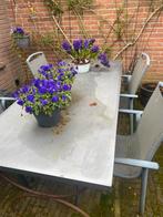 Tuinset: Rechthoekige zinken tafel met 4 stoelen, Ophalen, Gebruikt, Rechthoekig, Overige materialen