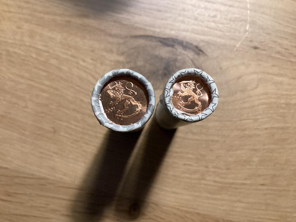 2 muntrollen Finland 2001 : 1 cent en 2 cent, Ophalen of Verzenden, Finland