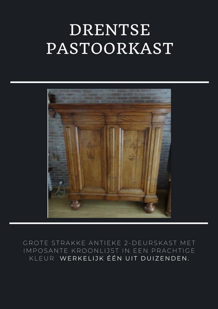 Antieke Drentse Pastoorskast - Eikenhout, 1675-1710, Antiek en Kunst, Antiek | Meubels | Kasten, Ophalen