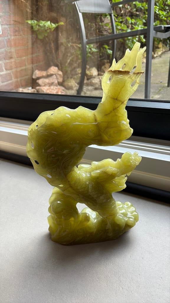 YODOOLTLY Natuurlijke Groene Jade Steen Olifant, Lucky Olifant Beeldje Kristal Edelsteen Gesneden Olifant Standbeeld Ornament Woondecoratie