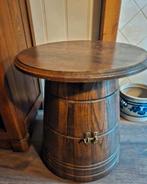Bijzettafel met opbergruimte drankenkastje eikenhout, Minder dan 55 cm, Gebruikt, Rond, Hout