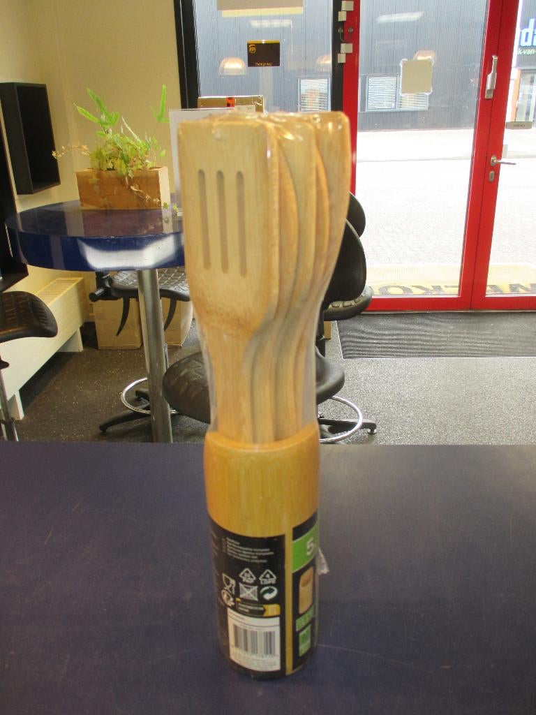 Houten spatelset bamboe (5 stuks), Ophalen of Verzenden, Nieuw, Hout