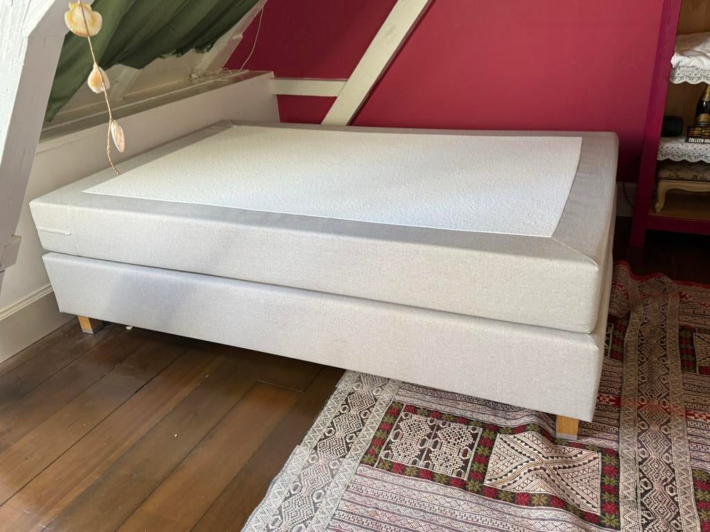 Boxspring TotaalBed 140x210 beige, Ophalen, Gebruikt, Tweepersoons, 140 cm