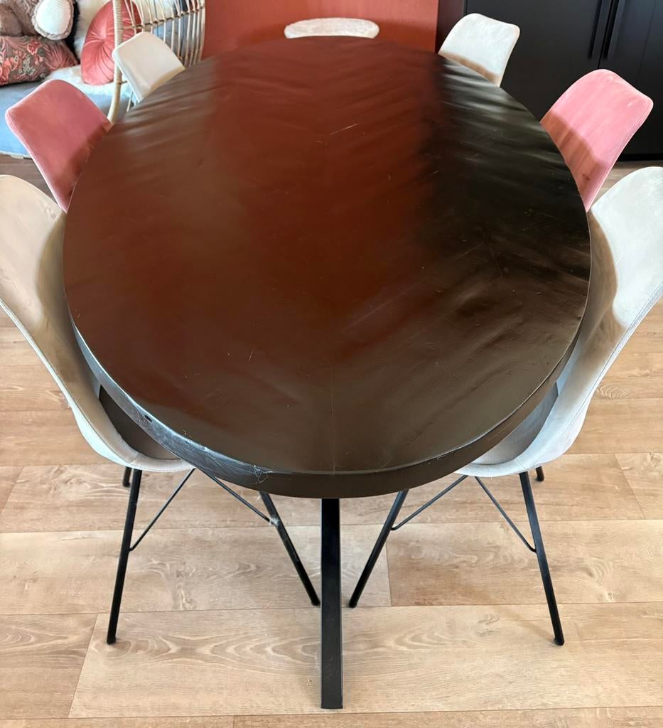 Eettafel Max Ovaal Zwart Visgraat 200cm - Giga Meubel, Huis en Inrichting, Tafels | Eettafels, Ophalen, 200 cm of meer, Zo goed als nieuw