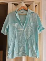Lichtblauwe linnen blouse met korte mouwen - Maat 38, Maat 38/40 (M), Blauw, Ophalen of Verzenden, Onbekend
