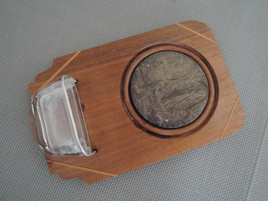 Glazen wijwater bakje in houder, Verzamelen, Ophalen of Verzenden, Zo goed als nieuw, Overige typen, Christendom | Katholiek