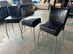SET VAN 2 EETKAMERSTOELEN & 1 BARKRUK ZWART KUNSTLEER, Ophalen, Gebruikt, Twee, Zwart