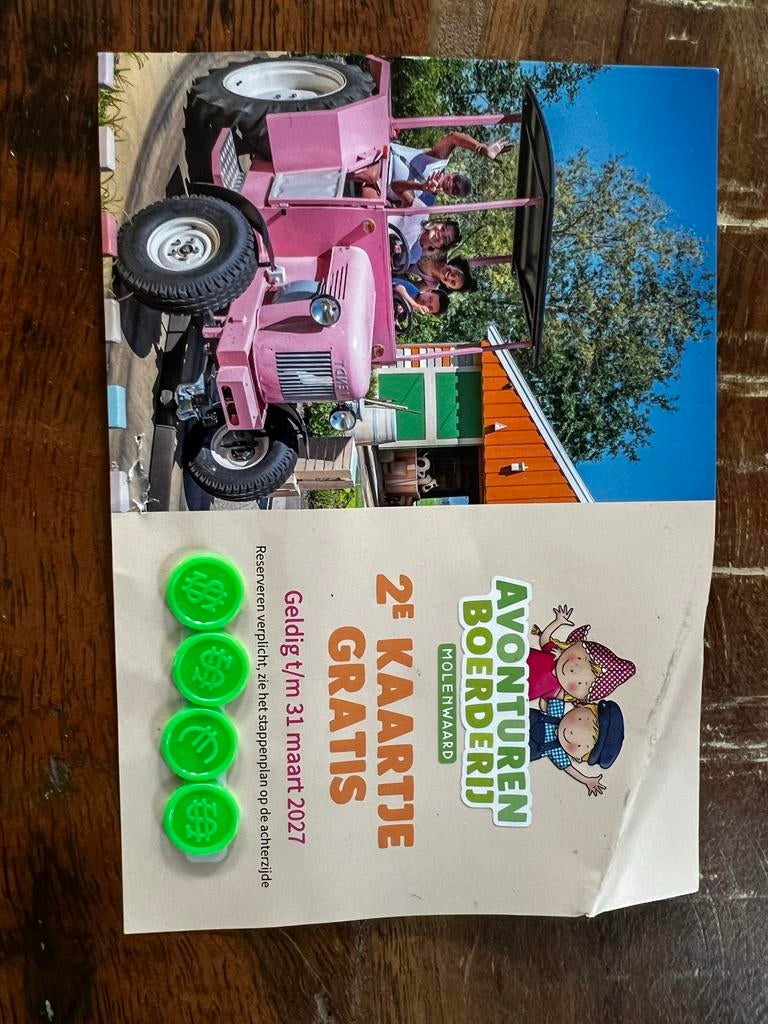 Gratis kaartje Avonturenboerderij Molenwaard, Eén persoon, Kortingskaart