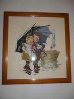 hand geborduurde ot en sien in lijst z.g.a.n., Huis en Inrichting, Ophalen of Verzenden