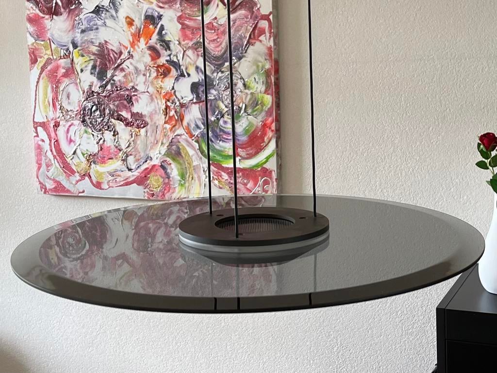 Tom Kater schotellamp grijs glas, Ophalen, Gebruikt, Glas, 75 cm of meer