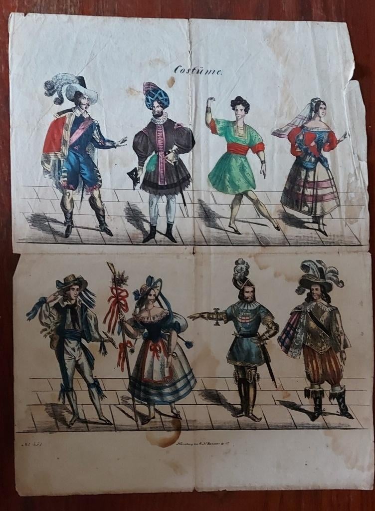 Antiek centsprent Costume G.N. Renner Nurnberg no 457, Antiek en Kunst, Ophalen of Verzenden, Mode, Overige technieken, 1800 - 1899