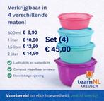 TUPPERWARE Ruimtekommenset 600 ml - 1 -1,5 - 2,0 lt, Ophalen of Verzenden, Nieuw, Bak of Kom