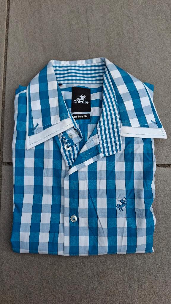 L Heren blouse Culture modern fit, Kleding | Heren, Overhemden, Zo goed als nieuw, Halswijdte 41/42 (L), Blauw, Ophalen of Verzenden
